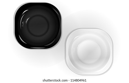 Vector black and white ceramic dishes