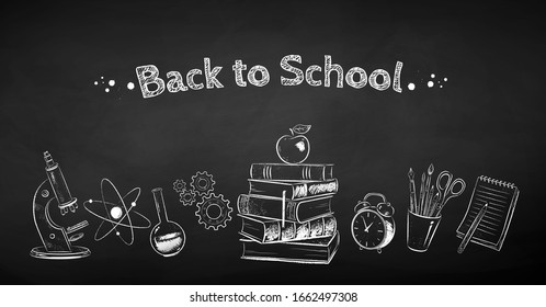 Chaleta blanca y negra vectorial dibujada a la ilustración escolar en el fondo de la pizarra.