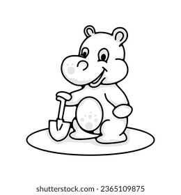 vector black and white character hippopotamus logo