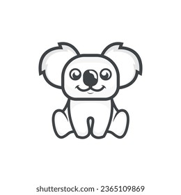 vector black and white character koala logo