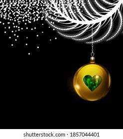 vectores de navidad blanca y negra con bola de oro