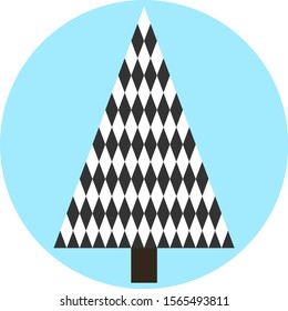Vector black and white Christmas tree
