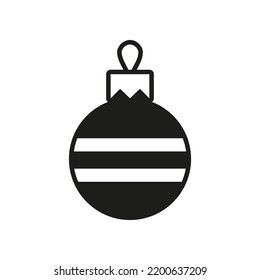 Vector Icono de bola de árbol de Navidad blanco y negro