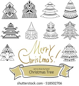 Vector black and white christmas tree