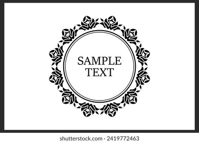 vector black and white circle frame, for design element or frame
