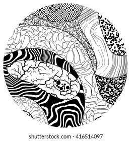 Vector black and white circle illustration