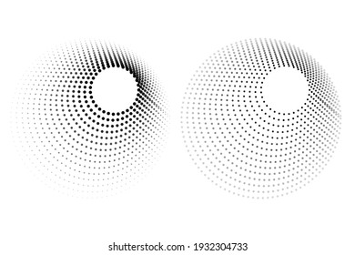 Vector Black and White Circular Halftone, isolated on white
