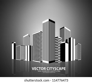Vector black and white city