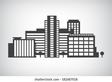 vector black and white city line