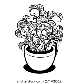 Vector Black and White Coffee Cup Illustration