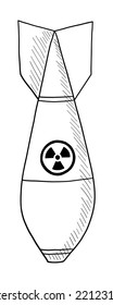VEKTORSCHWARZ-WEISSEL-KONTOUR-ILLUSTRATION EINER KERNBOMB