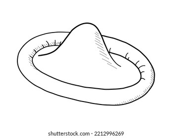 VECTOR BLACK AND WHITE CONTOUR ILLUSTRATION OF A CONDOM