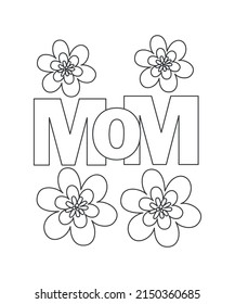 vector black white contour simple illustration of lily Happy mother's day