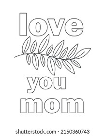 vector black white contour simple illustration of lily Happy mother's day