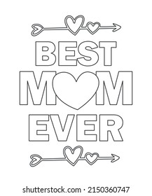 vector black white contour simple illustration of lily Happy mother's day