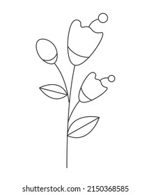 Vector Black white contour simple illustration of lily Flower