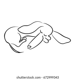 vector black white contour simple sketch of  decorative dachshund dog