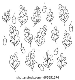 vector black white contour simple illustration of leaves