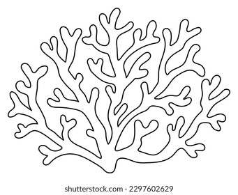 Vector black and white coral icon. Under the sea line illustration with cute seaweeds. Ocean plant clipart. Cartoon underwater or marine clip art or coloring page for children
