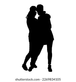 Vector black and white of a couple dancing silhouette.eps