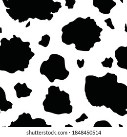 Vector Black And White Cow Print Seamless Pattern Background From The Country Sunflower Collection. Features A Black And White Cow Hide Print Pattern. Good For Fashion, Accessories, Decor, Packaging
