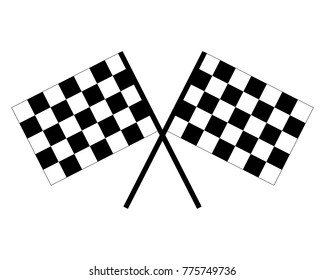vector black and white crossed racing checkered flags clipart