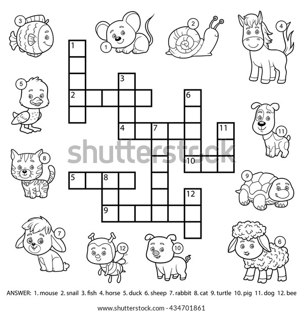 Vector Black White Crossword Education Game Stock Vector Royalty