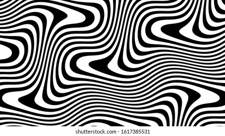 Vector - Black and white curve wave line abstract illusion.