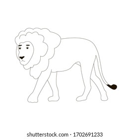 Un león de dibujos animados blancos y negros. Pieza de león. ilustración vectorial.