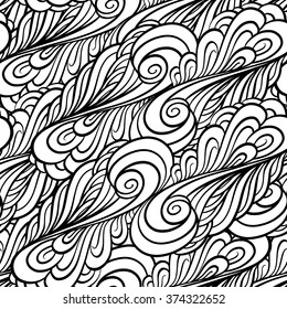 Vector black and white decorative elements seamless pattern. 