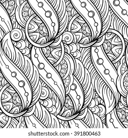 Vector black and white decorative elements seamless pattern. 