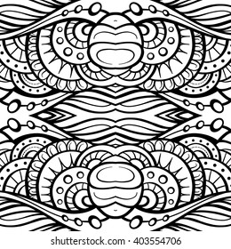 Vector black and white decorative elements seamless pattern. 