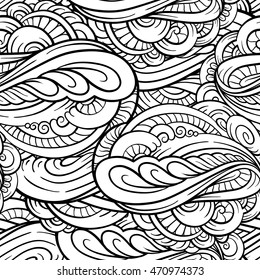 Vector black and white decorative elements seamless pattern.