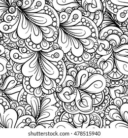 Vector black and white decorative elements seamless pattern.