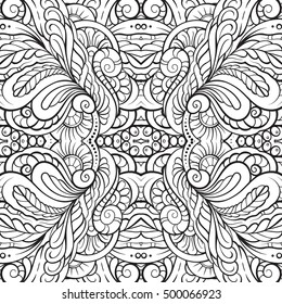 Vector black and white decorative elements seamless pattern.
