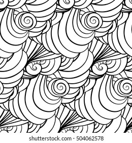 Vector black and white decorative elements seamless pattern.