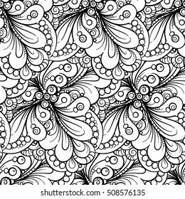 Vector black and white decorative elements seamless pattern.