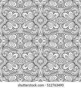 Vector black and white decorative elements seamless pattern.
