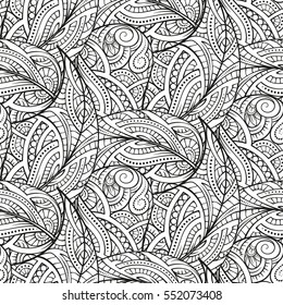 Vector black and white decorative elements seamless pattern.