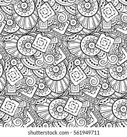 Vector black and white decorative elements seamless pattern.