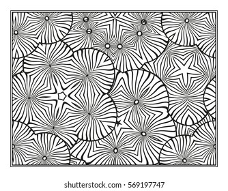 Vector black and white decorative elements seamless pattern.