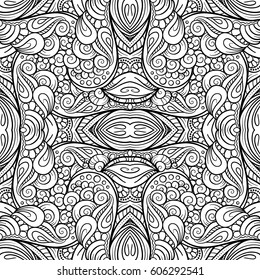 Vector black and white decorative elements seamless pattern.