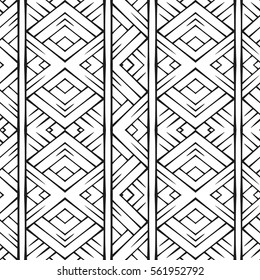 Vector Black White Decorative Ethnic Seamless Stock Vector (Royalty ...