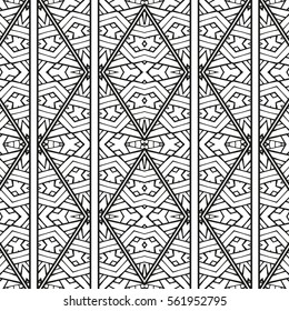 Vector black and white decorative ethnic seamless pattern.