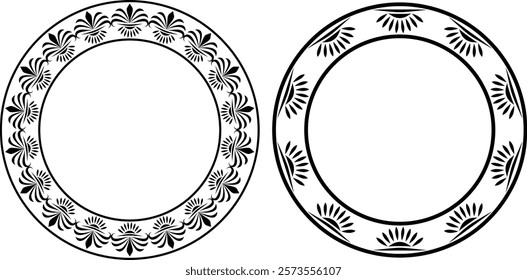 vector black and white decorative frames made of stylized elements, vintage