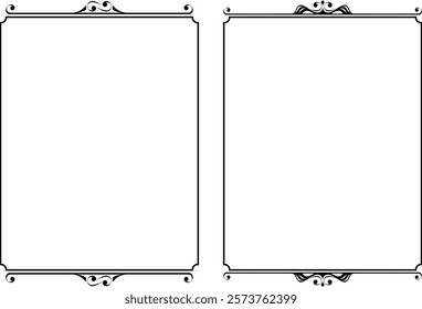 vector black and white decorative frames made of stylized elements, vintage