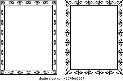 vector black and white decorative frames made of stylized elements, vintage