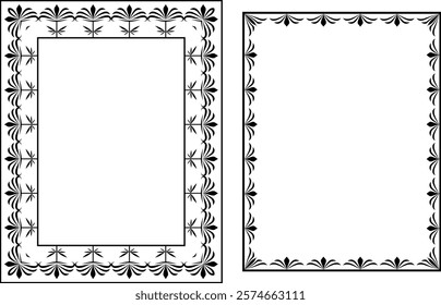 vector black and white decorative frames made of stylized elements, vintage