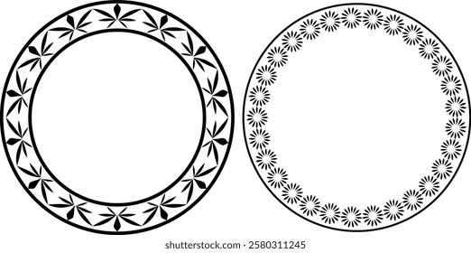 vector black and white decorative frames made of stylized elements, vintage