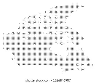 Vector black and white detailed dotted Canada map illustration